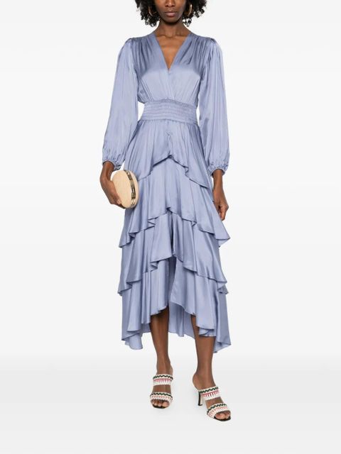 Maje ruffled V-neck midi dress - Blue - zdjęcie produktu nr 2