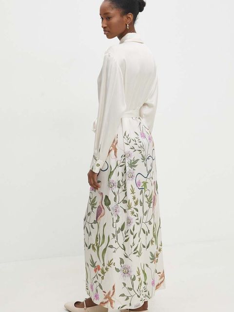 Answear.LAB sukienka kolor beżowy maxi prosta