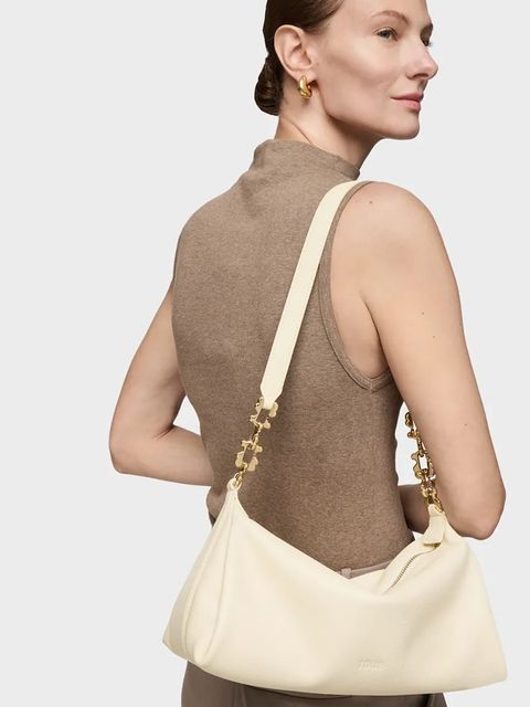 Tous torebka skórzana FOLD kolor beżowy 2002306701