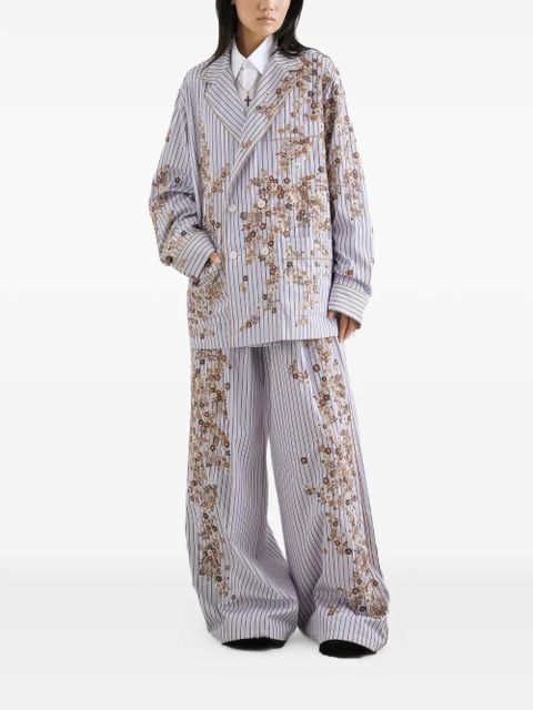 Dolce & Gabbana striped poplin trousers with flower embroidery - Purple - zdjęcie produktu nr 2