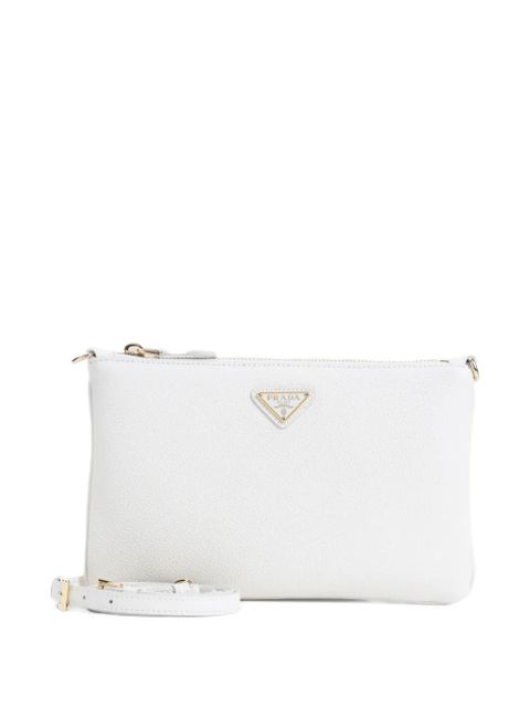 Prada triangle-logo clutch bag - White
