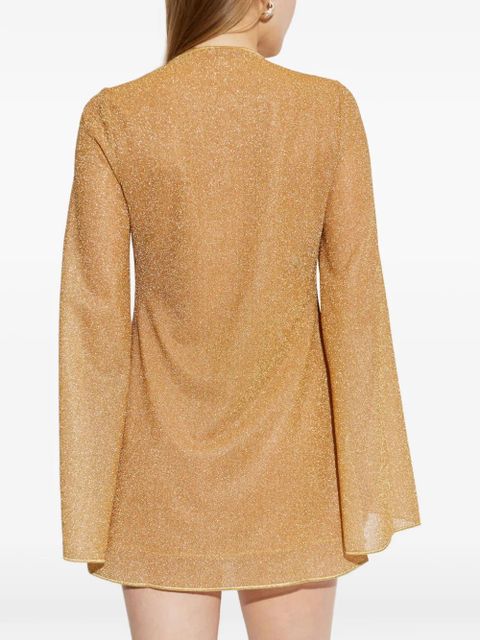 Oséree long-sleeve plunging mini dress - Gold