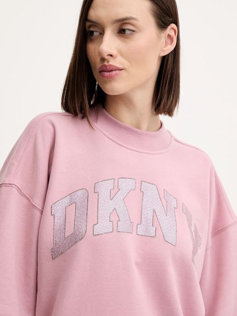 Dkny bluza damska kolor różowy z aplikacją DP5T1462
