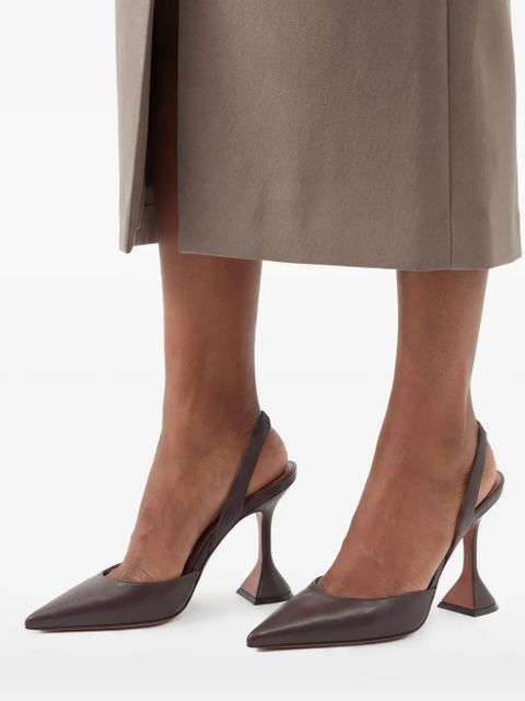 Amina Muaddi 95mm Holli pointed slingback pumps - Brown