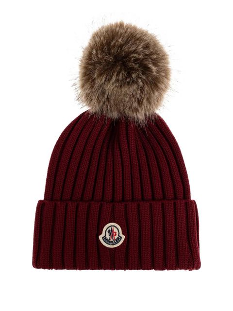 Moncler pompom ribbed beanie - Red - zdjęcie produktu nr 1