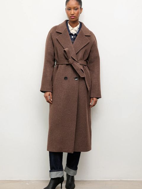 Answear.LAB płaszcz wełniany kolor brązowy przejściowy dwurzędowy - zdjęcie produktu nr 1