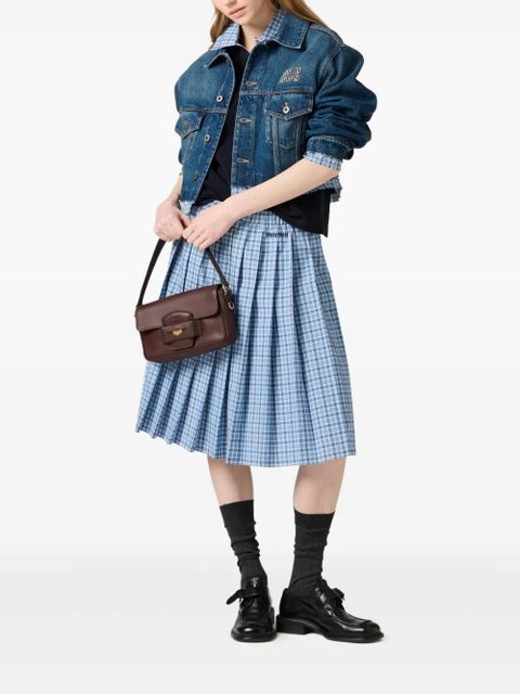 Miu Miu pleated check skirt - Blue