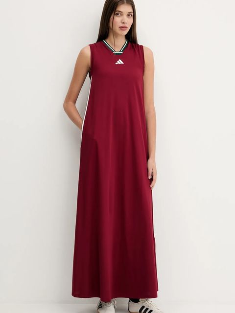 adidas sukienka House of Tiro kolor bordowy maxi prosta JX5160 - zdjęcie produktu nr 1