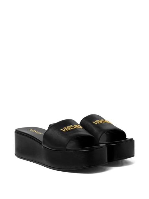 Versace 55 mm Logo platform mules - Black