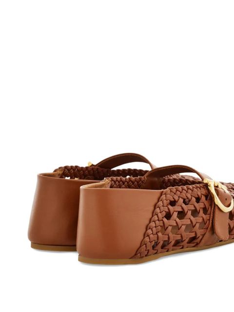 Ferragamo braided buckle ballet flat - Brown