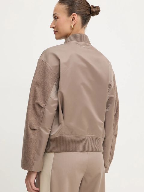 BOSS kurtka bomber z domieszką wełny Paisie kolor brązowy przejściowa 50543411