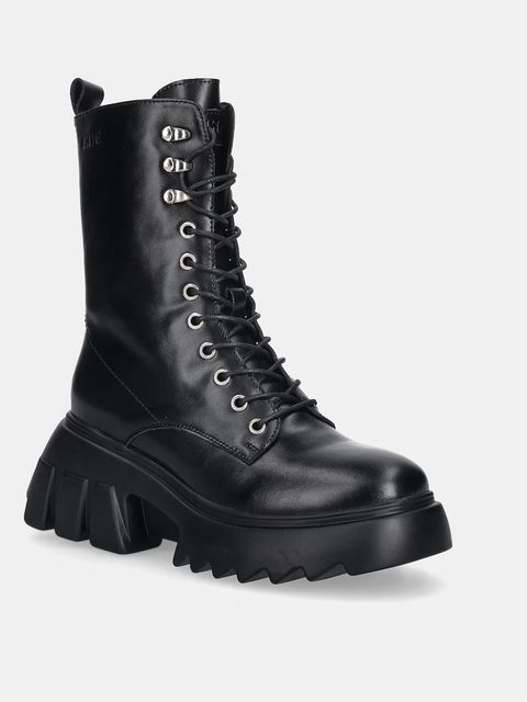 GOE workery skórzane damskie kolor czarny na platformie lekko ocieplone SS2N4131 BLACK - zdjęcie produktu nr 1