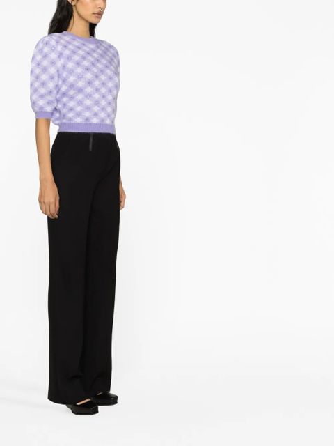 Alessandra Rich crystal-embellished diamond-jacquard top - Purple