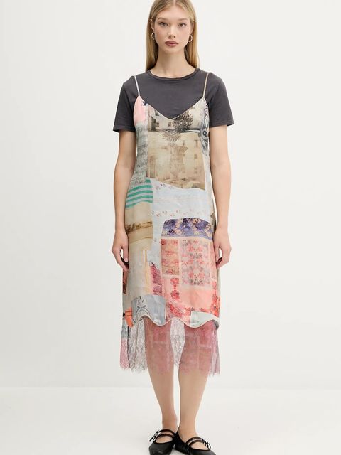 Desigual sukienka COLLAGE kolor szary 25WWVW17 - zdjęcie produktu nr 1