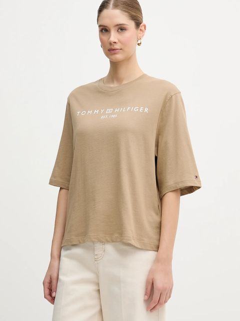 Tommy Hilfiger t-shirt bawełniany damski kolor zielony WW0WW47811 - zdjęcie produktu nr 1