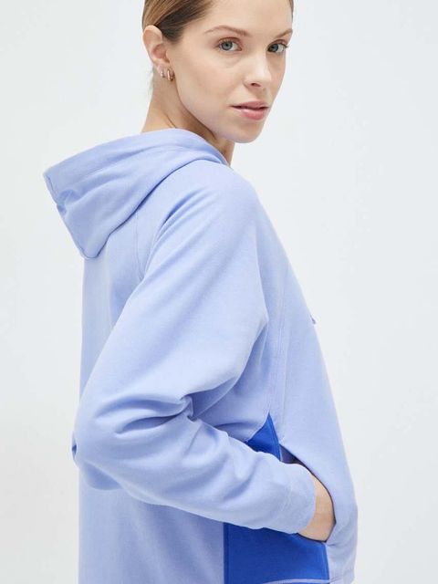 Puma bluza treningowa Modern Sports kolor niebieski z kapturem wzorzysta