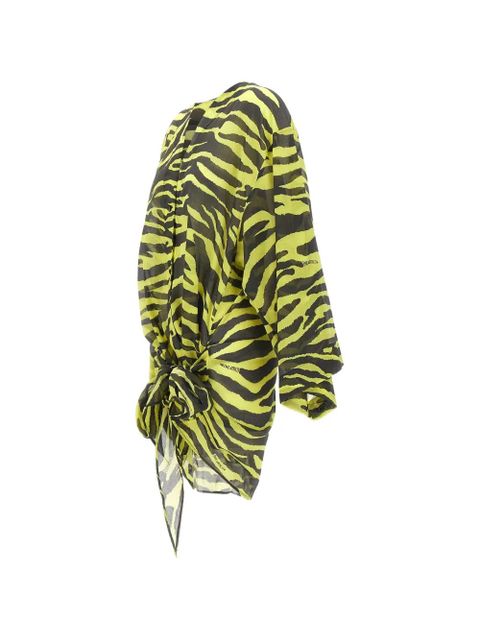 The Attico zebra-print wrap-style dress - Yellow