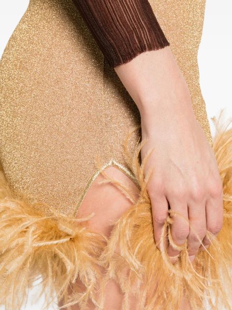 Oséree feather-trim mini skirt - Gold