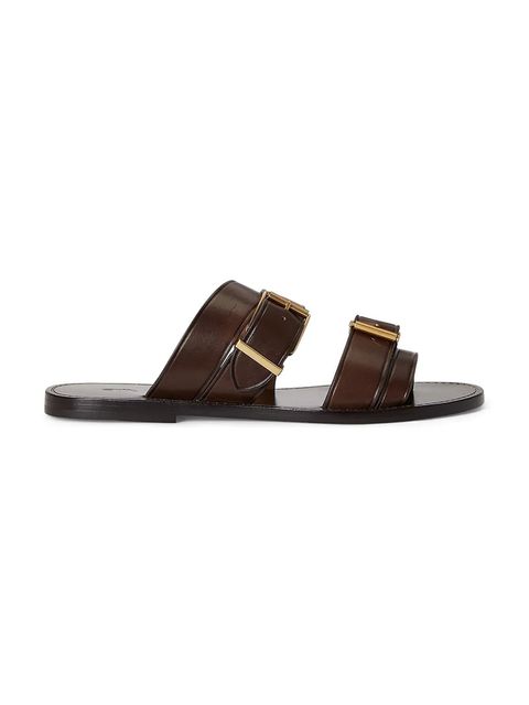 Polo Ralph Lauren japonki skórzane Bkle Slide damskie kolor brązowy 818P01589003 - zdjęcie produktu nr 1