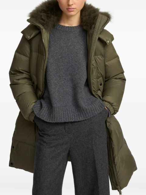 Yves Salomon lambshearling-trimmed hooded coat - Green