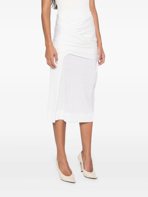 TOTEME draped-detailing midi skirt - White