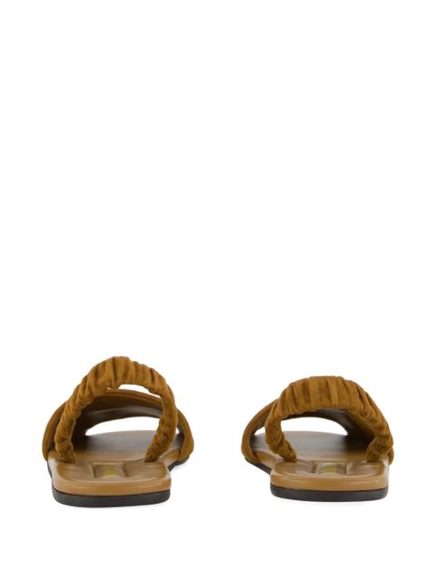 Miu Miu Ruches elastic-sling suede sandals - Brown