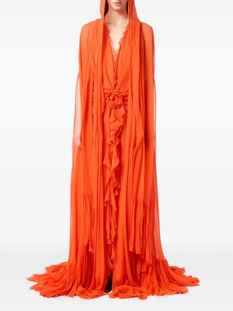 Blumarine ruffled floral dress - Orange