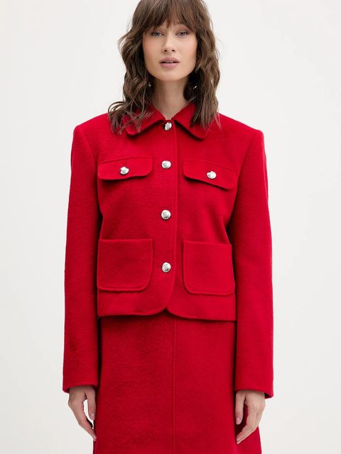 HUGO marynarka z domieszką wełny kolor czerwony jednorzędowa gładka 50547602 - zdjęcie produktu nr 1