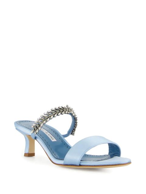 Manolo Blahnik 50mm Kifasan crystal-embellished satin sandals - Blue