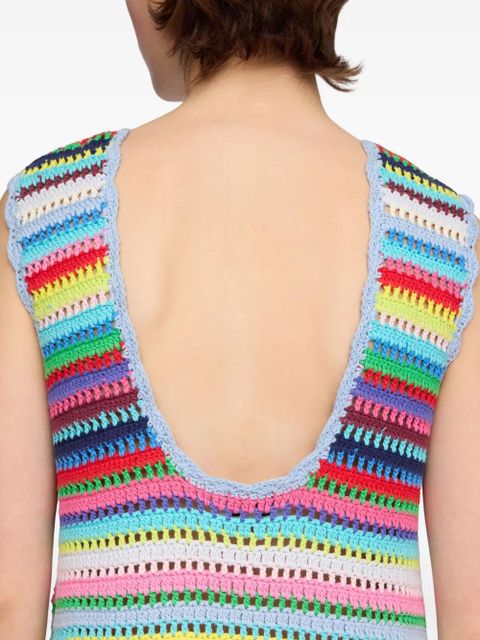 GANNI crochet-knit mini dress - Blue