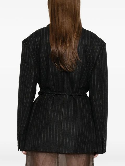 Nanushka Osono pinstripe tie-waist blazer - Black