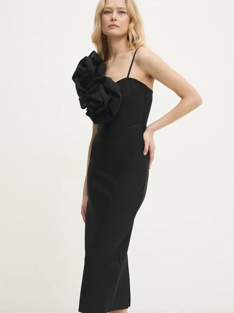 Answear.LAB sukienka kolor czarny midi dopasowana - zdjęcie produktu nr 1