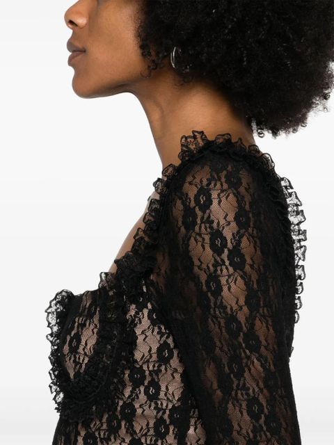 Self-Portrait x Christopher Kane lace ruffle top - Black