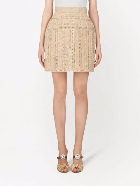 Dolce & Gabbana embroidered raffia miniskirt - Neutrals