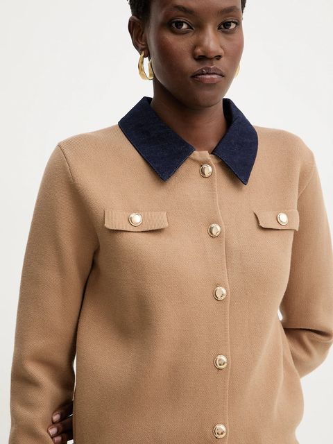 Morgan kardigan damski kolor beżowy lekki MJEANE