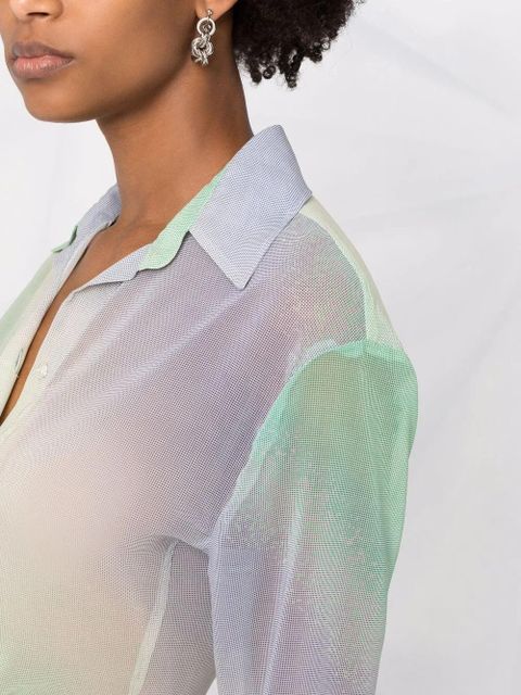 The Attico gradient mesh button-up shirt - Green