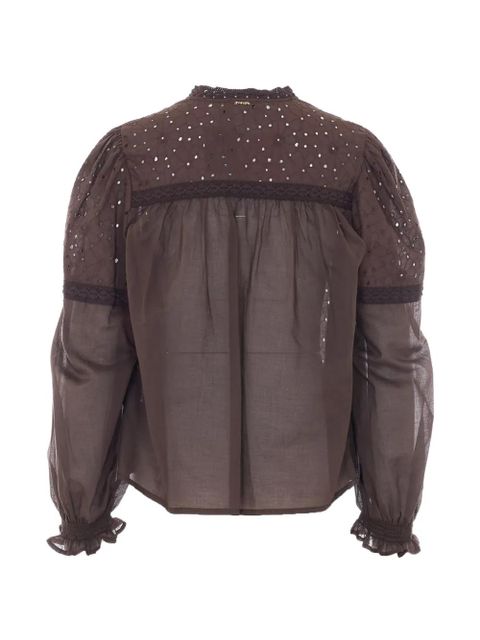 TWINSET embroidered cotton blouse - Brown - zdjęcie produktu nr 2