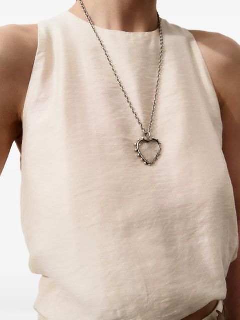 Poison Drop Lab glass heart engraved pendant chain necklace - Silver - zdjęcie produktu nr 2