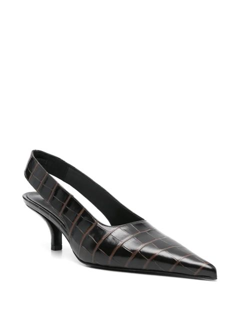 TOTEME 70mm crocodile-effect pumps - Brown