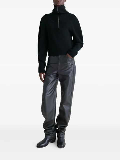 LEMAIRE ribbed-knit half-zip sweater - Black