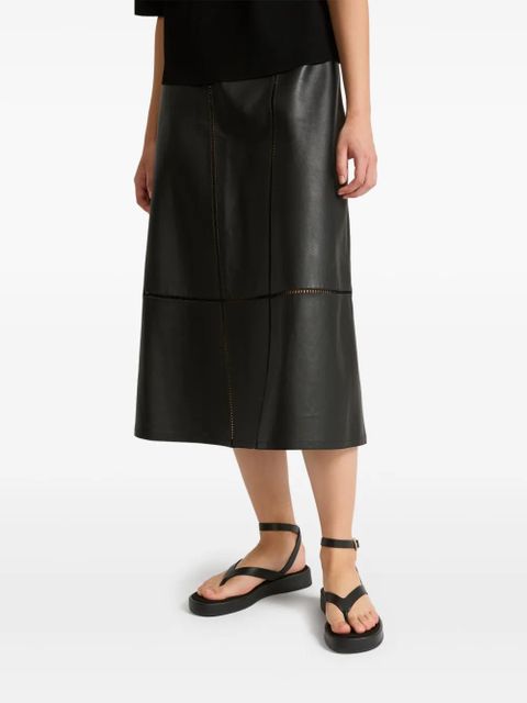 Yves Salomon ladder-stitch lambskin skirt - Black