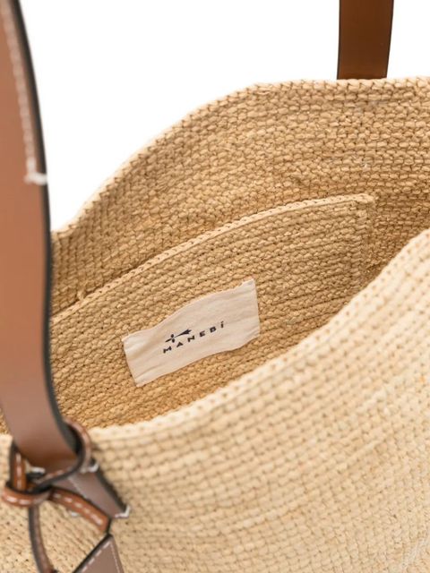 Manebi Basket raffia shoulder bag - Neutrals