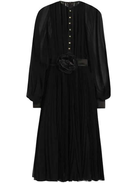 Dolce & Gabbana floral-appliqué midi dress - Black - zdjęcie produktu nr 1