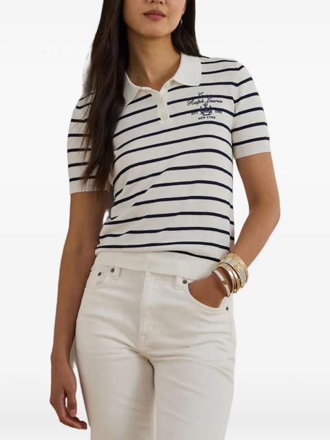 Lauren Ralph Lauren striped embroidered polo shirt - White - zdjęcie produktu nr 2