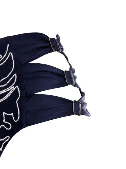 Agua By Agua Bendita embroidered high-waisted bikini bottoms - Blue