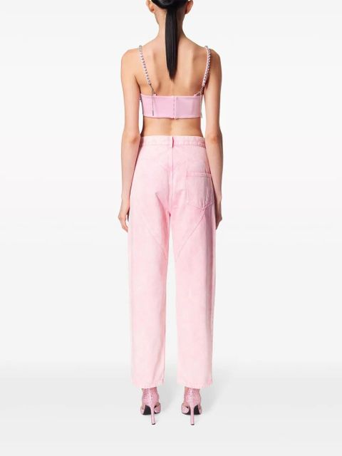 AREA crystal-embellished high-rise straight-leg jeans - Pink - zdjęcie produktu nr 2
