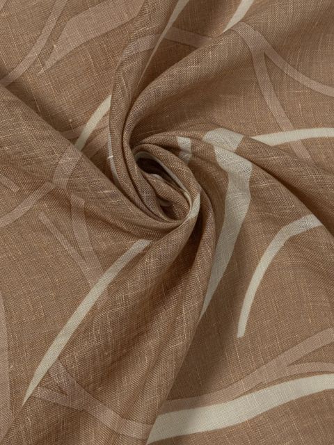 Tommy Hilfiger chusta lniana damska kolor brązowy wzorzysta AW0AW17491