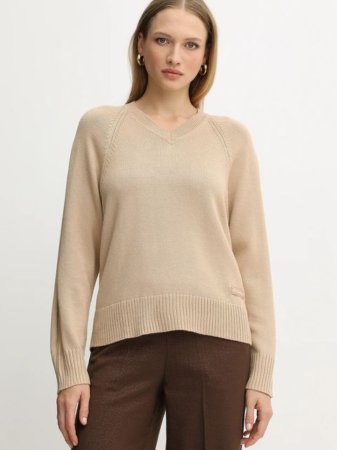 Armani Exchange sweter z dodatkiem wełny damski kolor beżowy lekki XW001335 AF13774 - zdjęcie produktu nr 1