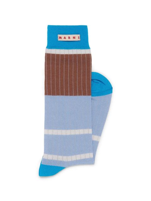 Marni ribbed colour-block socks - Blue