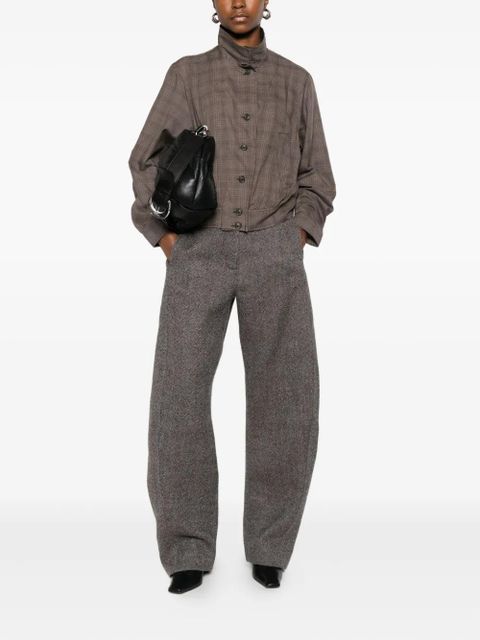 OUR LEGACY checked button-up bomber jacket - Brown